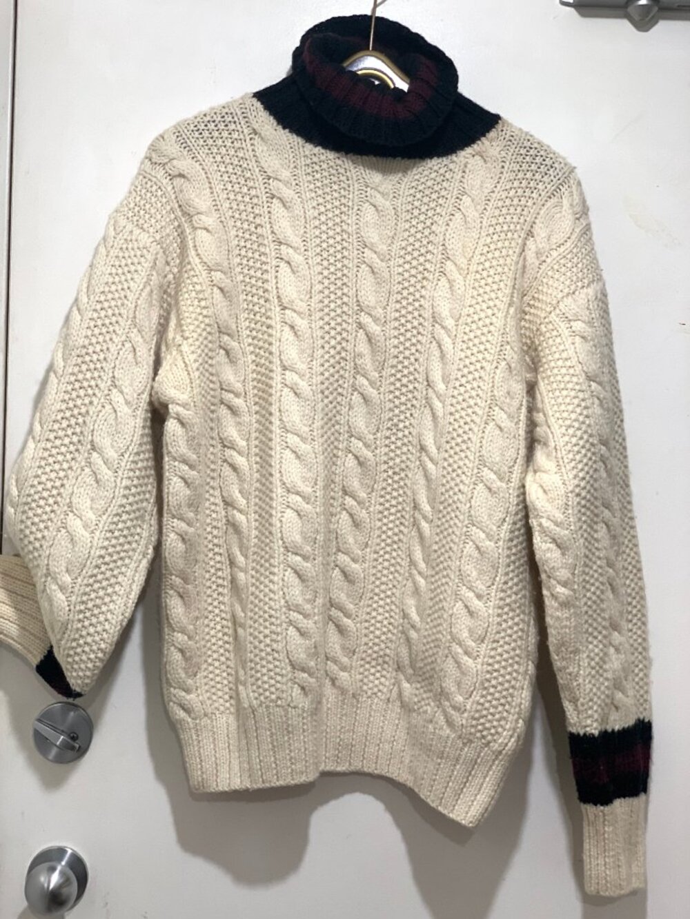 VINTAGE POLO BY RALPH LAUREN TURTLENECK HAND KNIT CABLE WOOL SWEATERS SIZE L - Picture 3 of 11